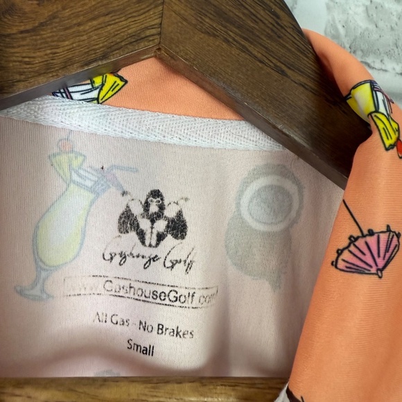 Gas House Golf Primary Peach Tropical Cocktails Golf Polo Mens Small Stretch - Picture 4 of 8